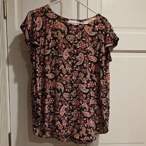 Floral Paisley Women's Top - Black and Red